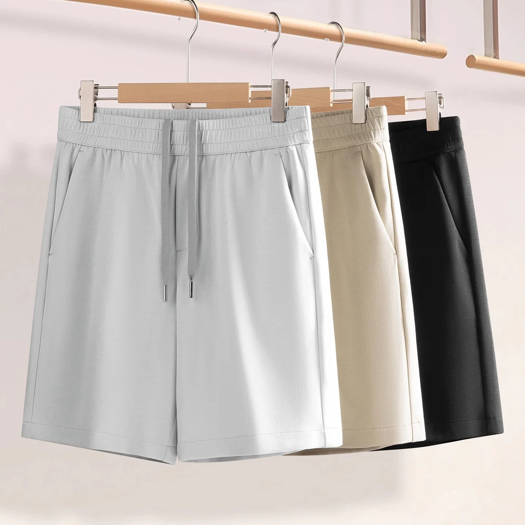 巴康波劳百搭夏季轻盈空气层五分裤男士抽绳松紧纯色休闲短裤薄款