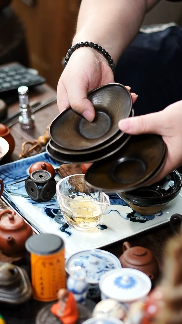铜茶托杯托5个功夫茶道具