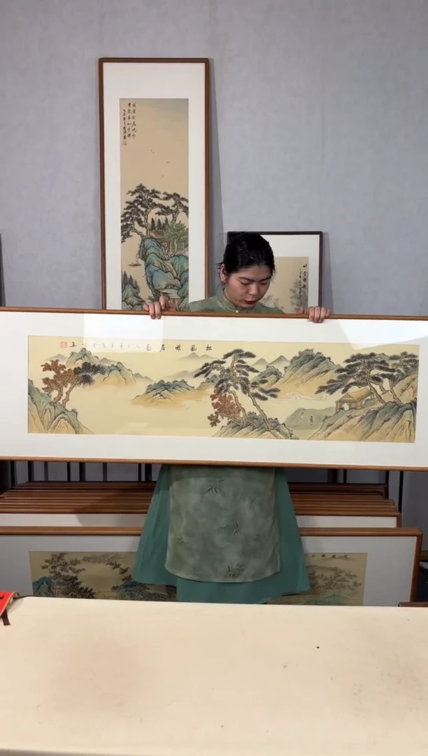 国画手绘*松风雅居图52*172cm带框发货