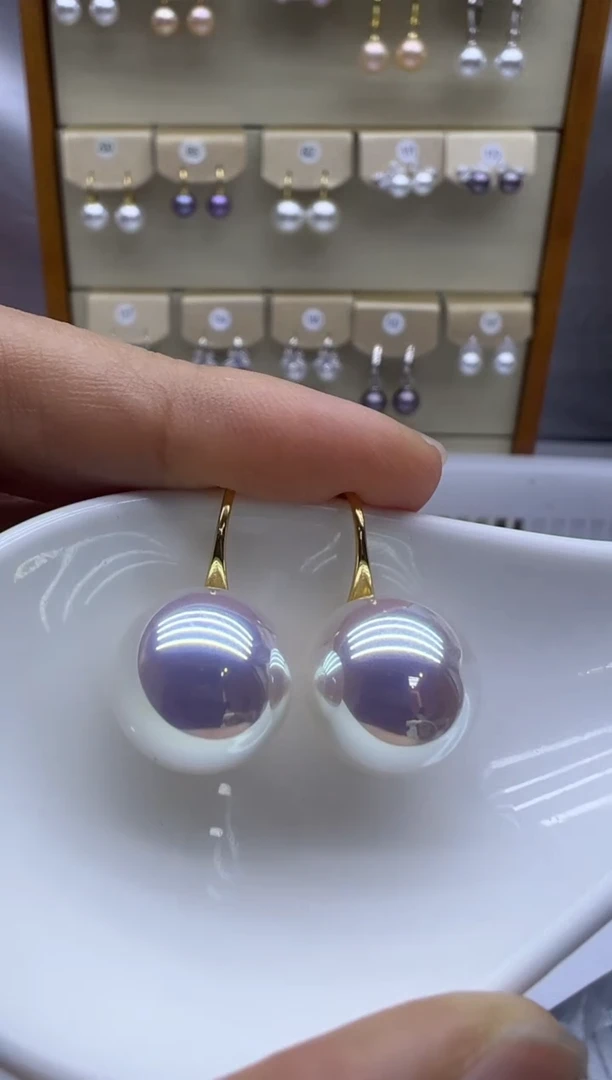 银S925镶嵌耳饰淡水珍珠298