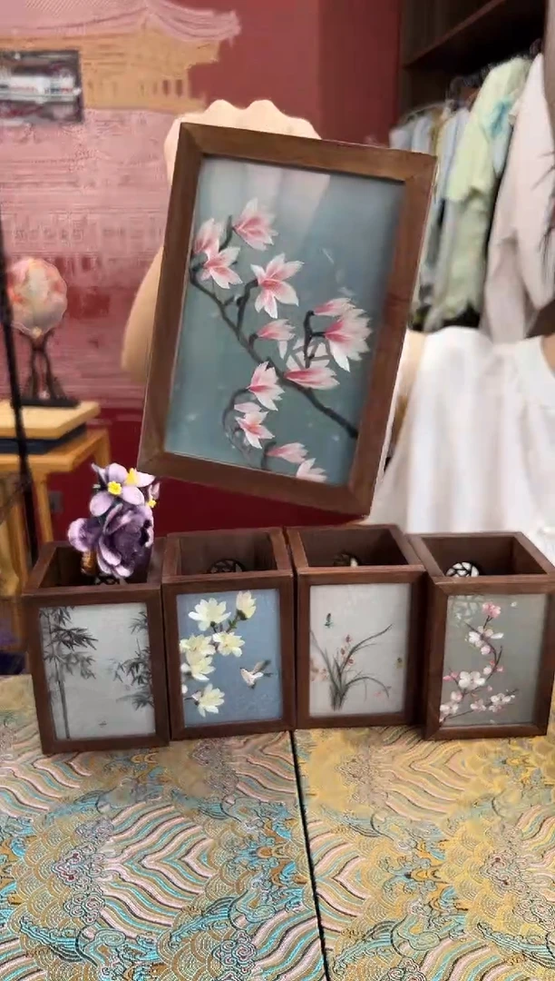 刺绣非遗苏绣手工刺绣笔筒套装