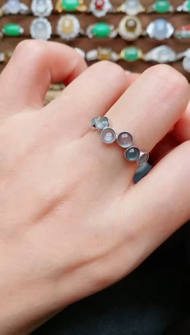 银S925镶嵌戒指翡翠...