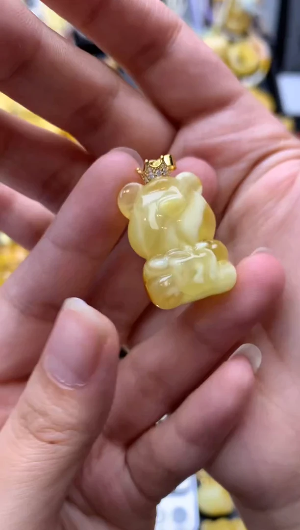 银S925镶嵌琥珀珠宝奇石037琥珀蜜蜡微瑕