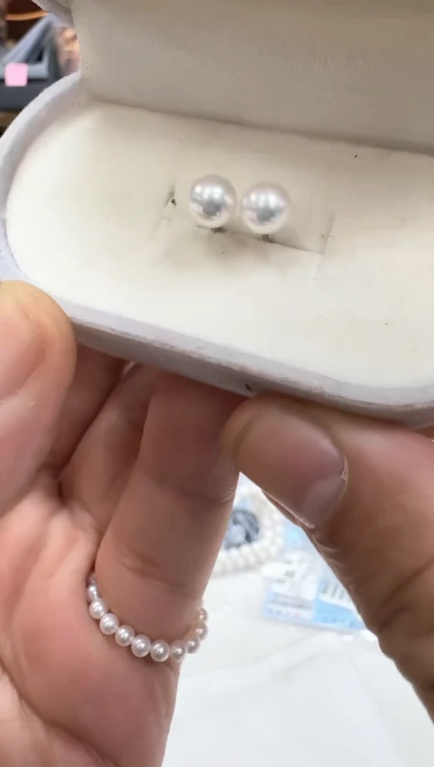 【闪购商品】淡水珍珠耳钉银S925镶嵌5.5-6mm