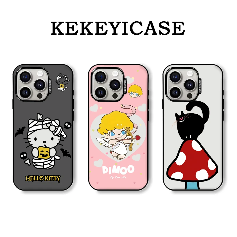 绑带kt猫适用于苹果iphone16小众ins亚克力磁吸防摔黑框手机壳