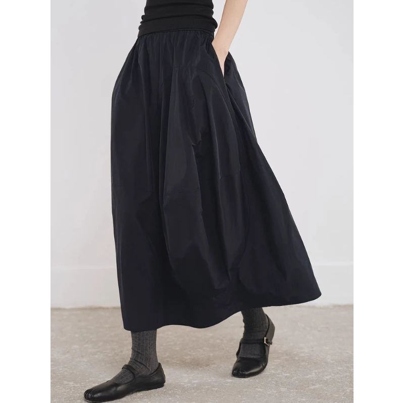 时尚文艺空气感花苞半身裙2025春夏新款洋气百搭显瘦宽松大摆伞裙