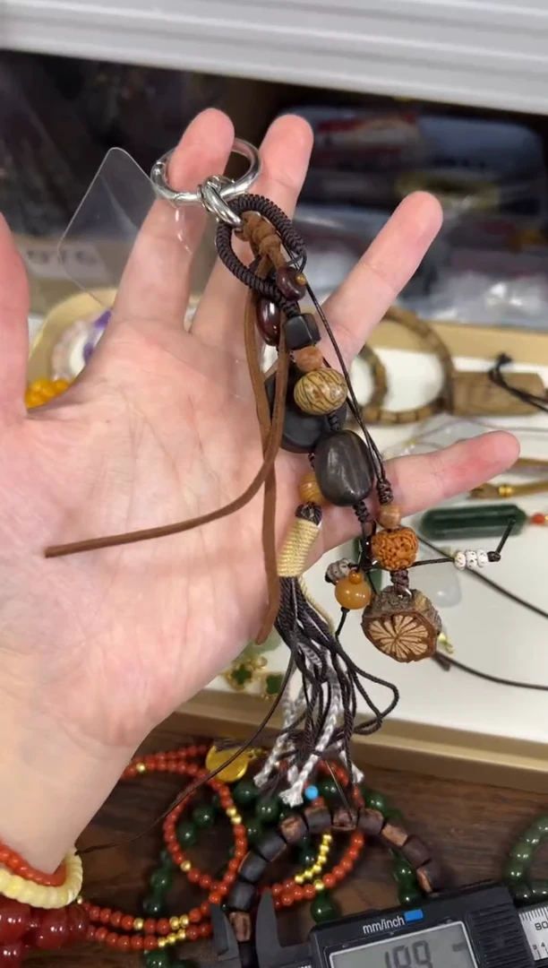 檀香木无事牌药片手作多宝编制款包包挂[0508]