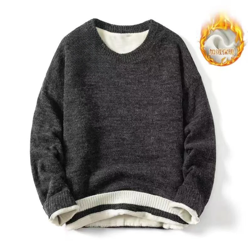 浣熊灰加绒针织衫毛衣