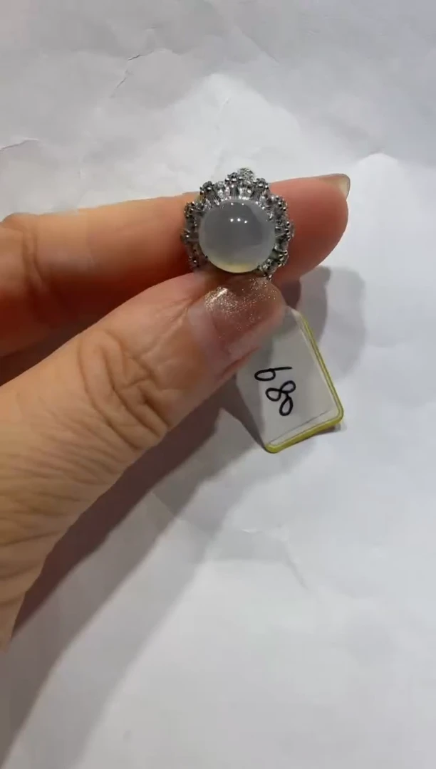 银S925镶嵌戒指翡翠925银镶缅甸A货翡翠戒指