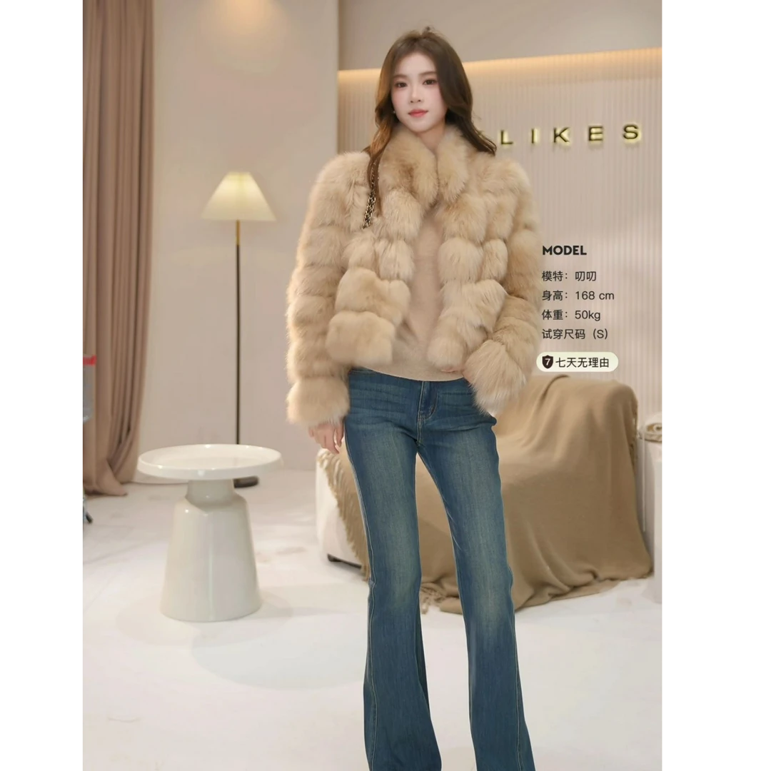 ‘’璀璨人生"高品狐狸毛 贵气霜染琥珀色氛围感-女装毛呢外套