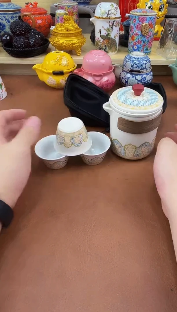 陶瓷茶具摆件旅行套组