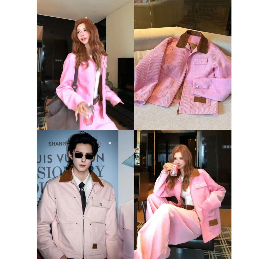 婉君Q【王鹤棣同款】早秋时尚百搭拼色灯芯绒宽松外套LWJ25D4C3239