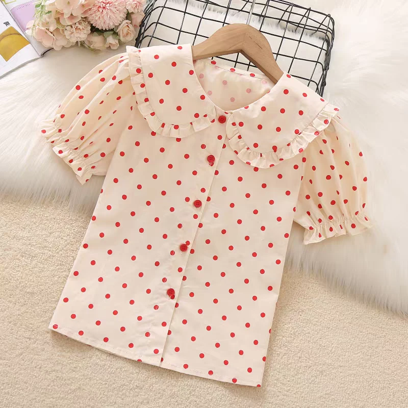 亲子夏季短袖圆领衬衫上衣时尚洋气