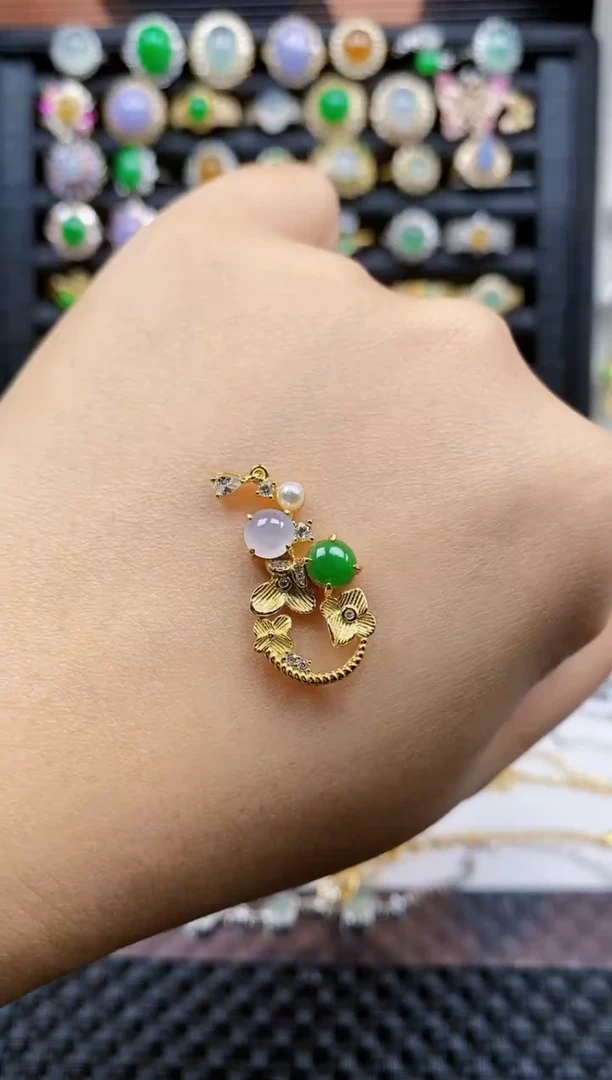 银S925镶嵌戒指翡翠217