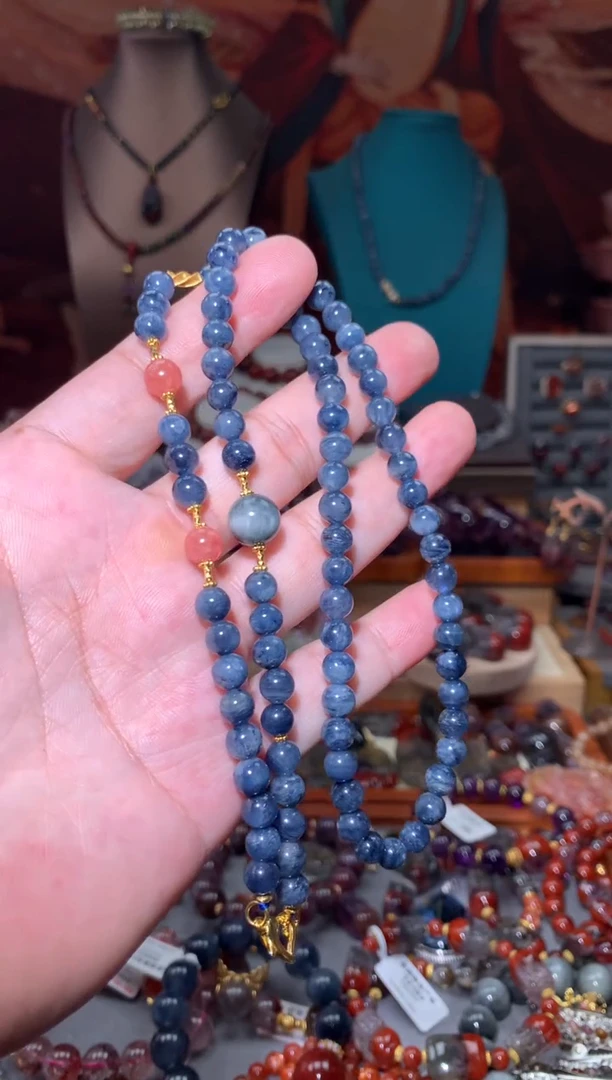 未镶嵌珠宝半成品水晶蓝兔毛万能链