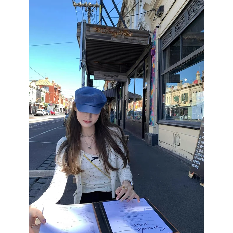 春夏甜美 bm风碎花针织两件套蝴蝶结吊带背心+短开衫外套上衣3465