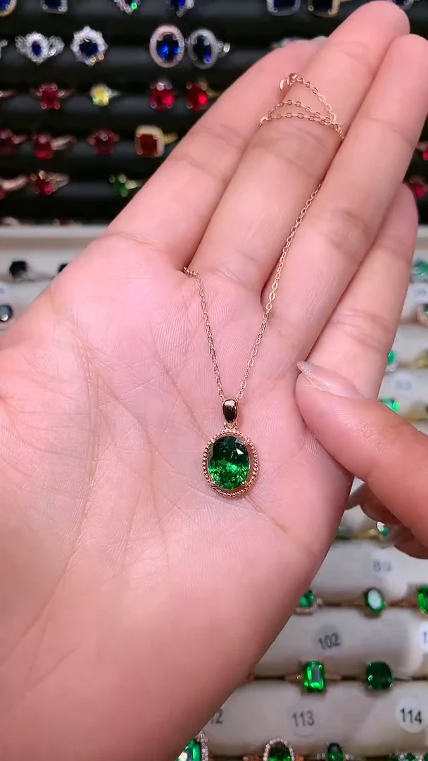 【闪购商品】透辉石吊坠银S925镶嵌810玫瑰金