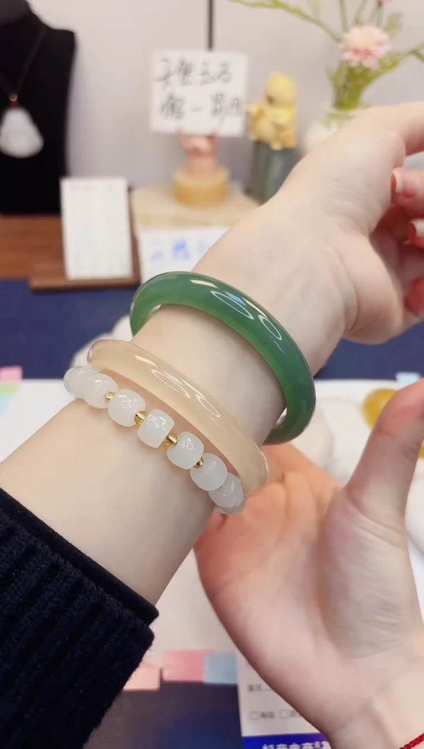 【闪购商品】石英质玉手镯未镶嵌145-东陵玉-圈口59