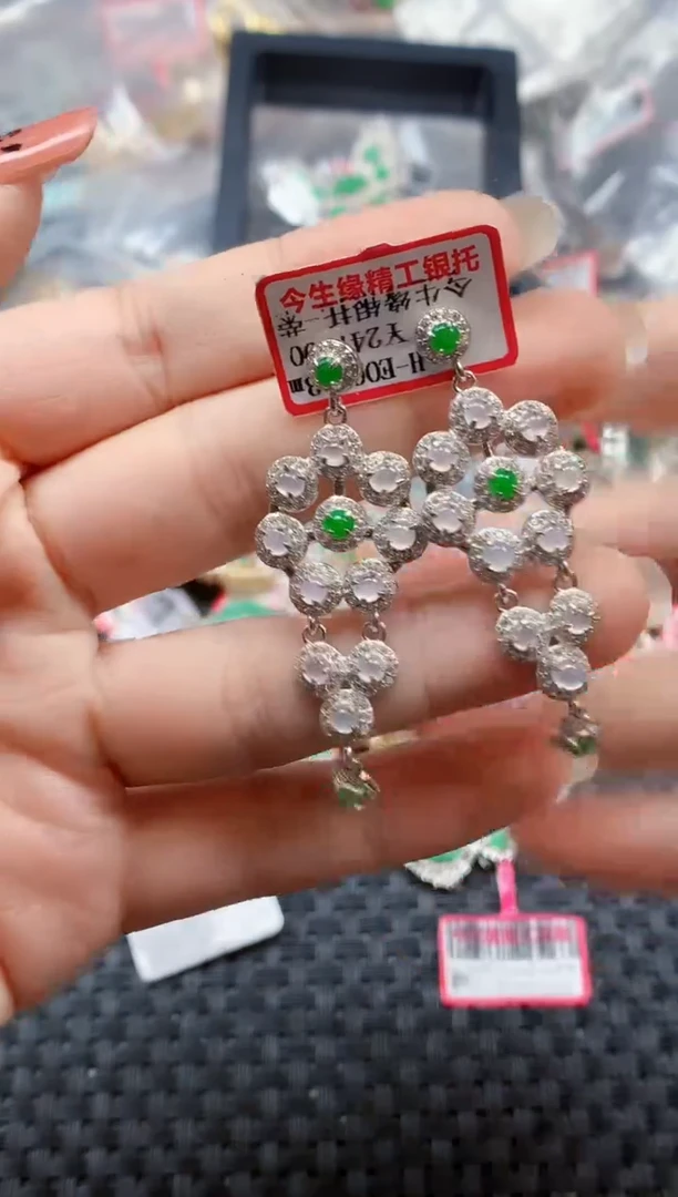 银S925镶嵌戒指翡翠天然A货缅甸翡翠