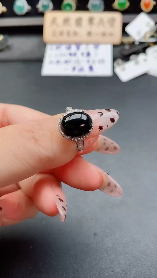 银S925镶嵌戒指翡翠1