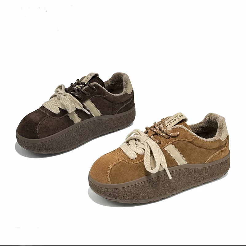 加绒德训鞋女款2025新款冬季时尚鞋子百搭女鞋厚底休闲运动鞋11勇