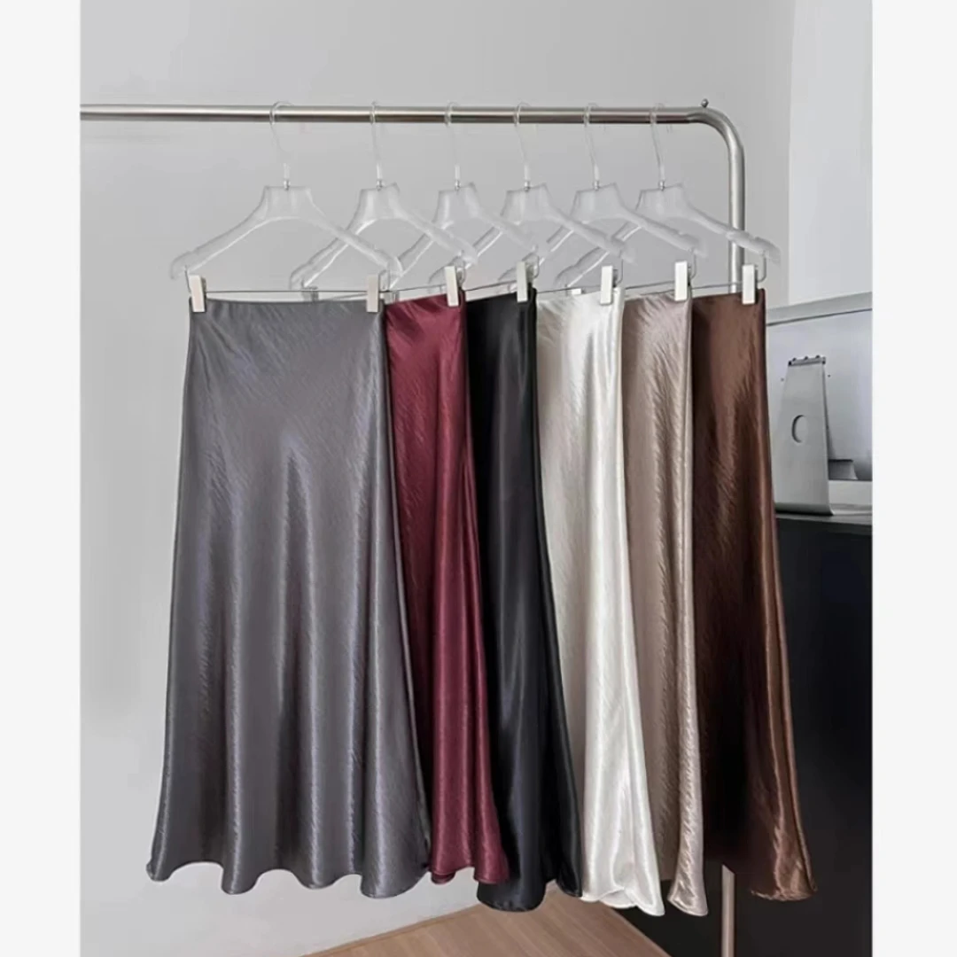 高级醋酸缎面鱼尾半身裙女2025秋季新款高腰显瘦气质减龄鱼尾长裙