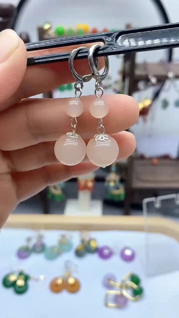 和田玉银S925镶嵌耳饰161