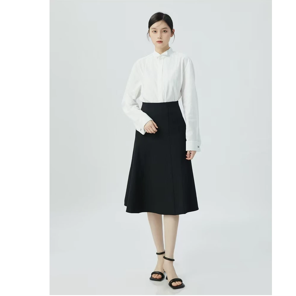 AMASS/阿玛施中腰显瘦简约百搭气质长款半身裙5200406