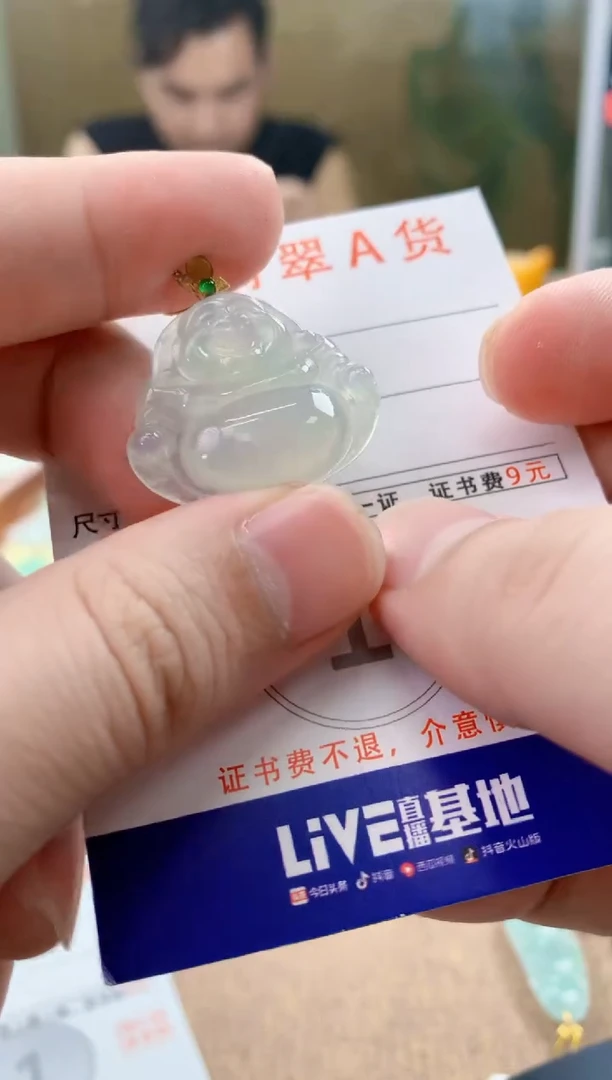颈饰18K金镶嵌翡翠天然A货翡翠挂件