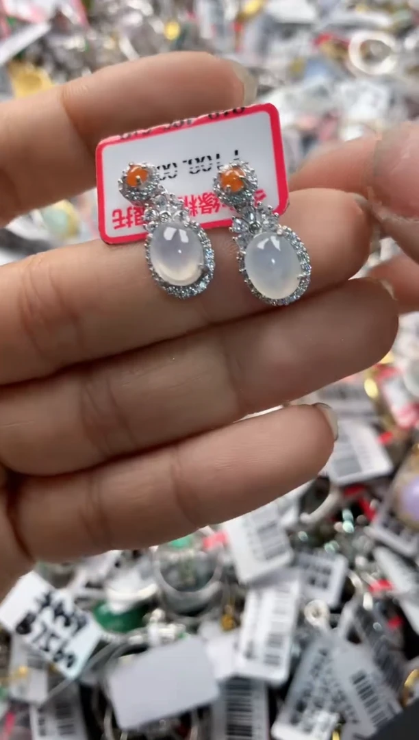 银S925镶嵌戒指翡翠12     8