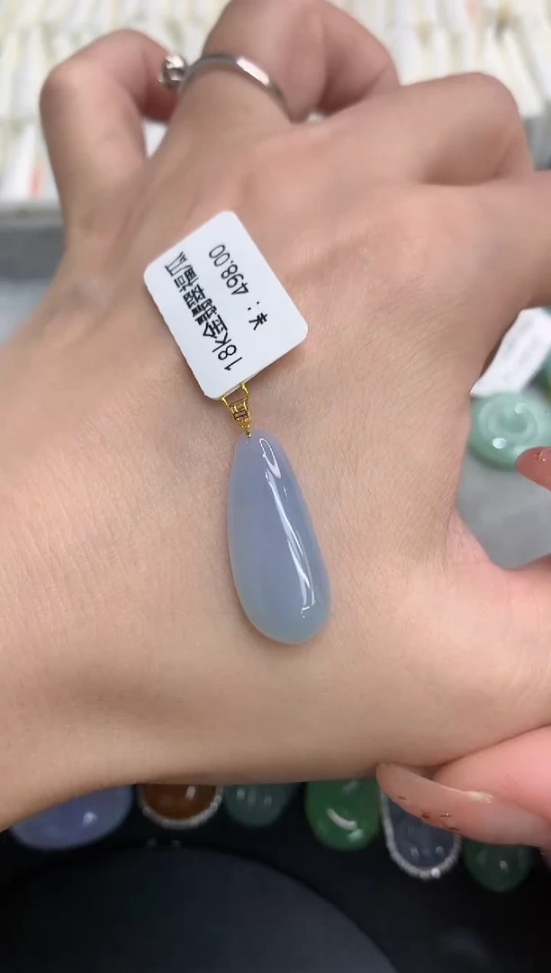 吊坠(不含链)18K金镶嵌翡翠11