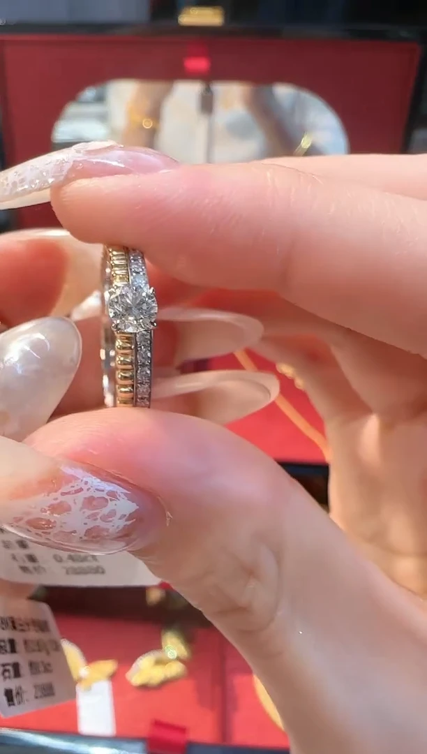 【闪购商品】钻石戒指/指环18K金镶嵌黄白分色钻戒12#16#