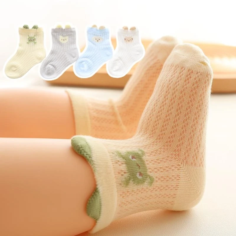 婴儿网眼袜夏季薄款不勒宝宝松口袜新生儿休闲无骨袜子0一3岁F89