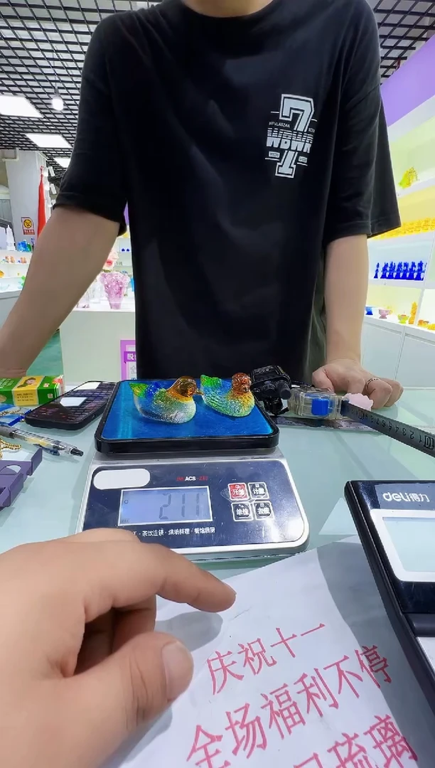 手工艺品琉璃古法琉璃鸳鸯摆件
