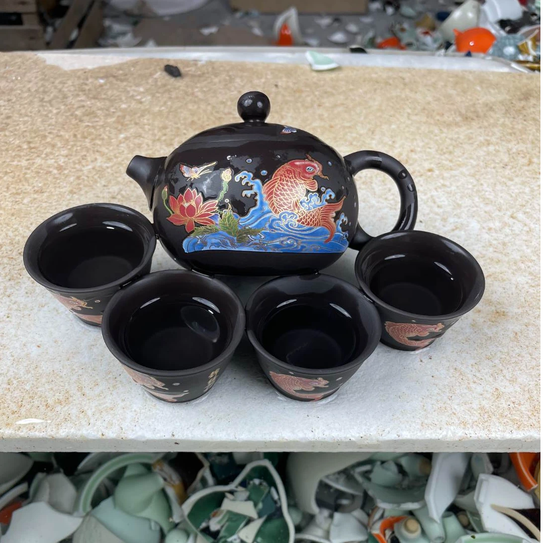 【闪购商品】锦绣前程深井老紫泥西施壶（送两杯）JX