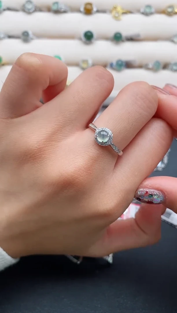 银S925镶嵌戒指翡翠3333333+3