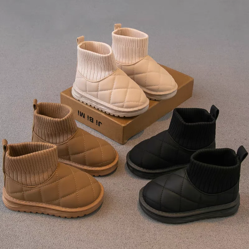 儿童雪地靴冬季男童靴子女童鞋子棉靴加绒加厚防水保暖鞋1002