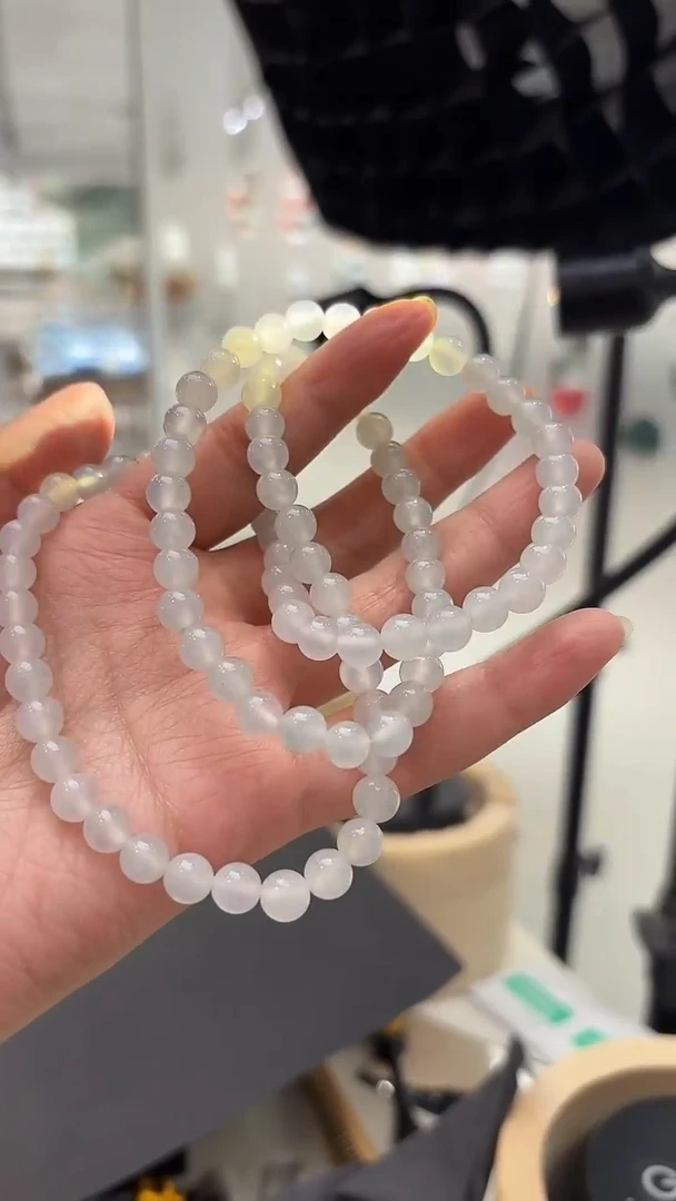 【闪购商品】翡翠手串未镶嵌翡翠白冰颗手串多人不退不换