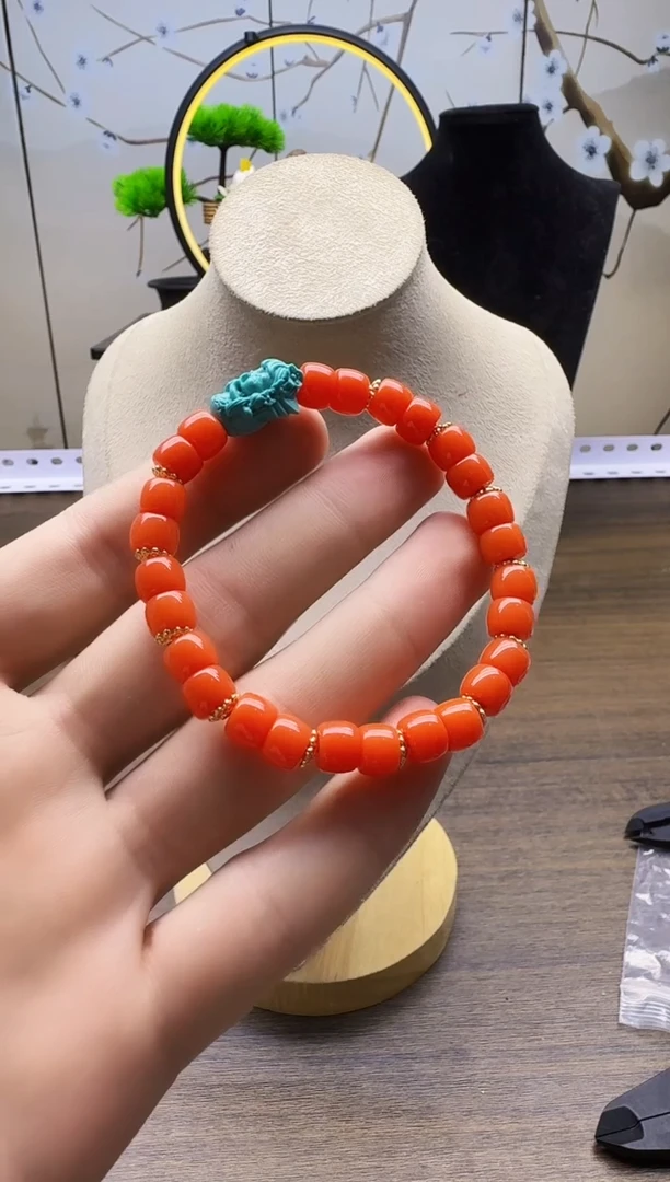玛瑙/玉髓手链14K金镶嵌S187