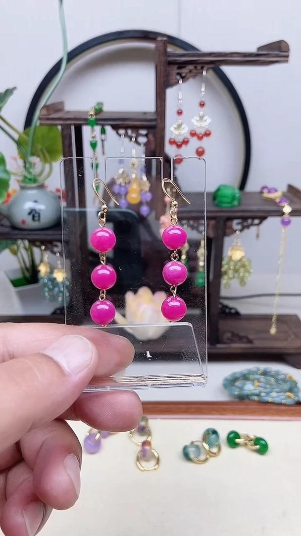 苏纪石（舒俱来）14K金镶嵌耳钉42号