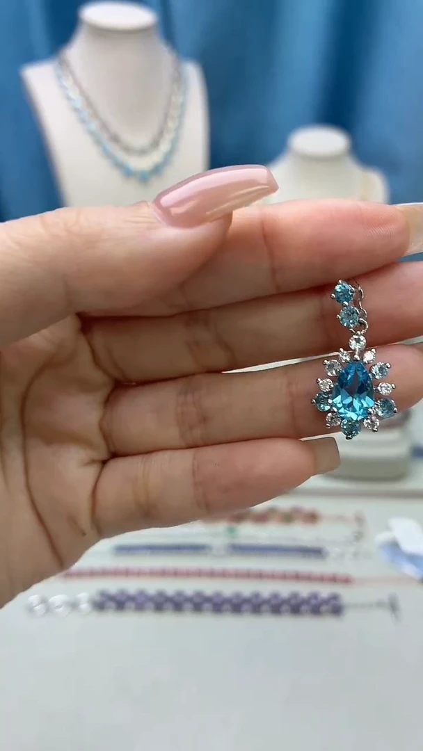 吊坠(不含链)银S925镶嵌托帕石346BJ1209产品一个（多样性）