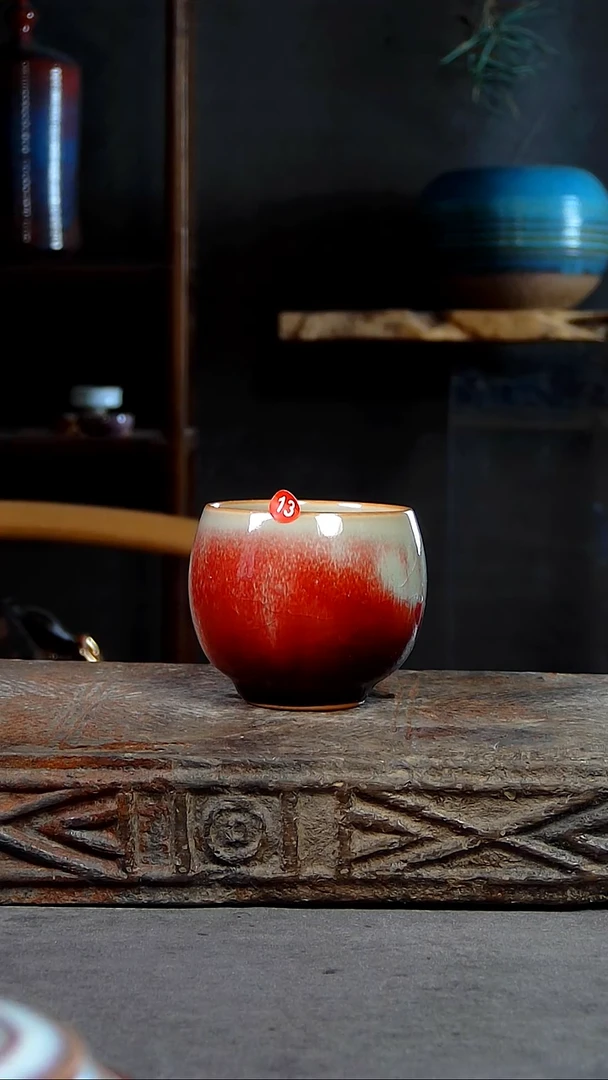 【闪购商品】13钧瓷窑变龙蛋杯李亚洲老师签名