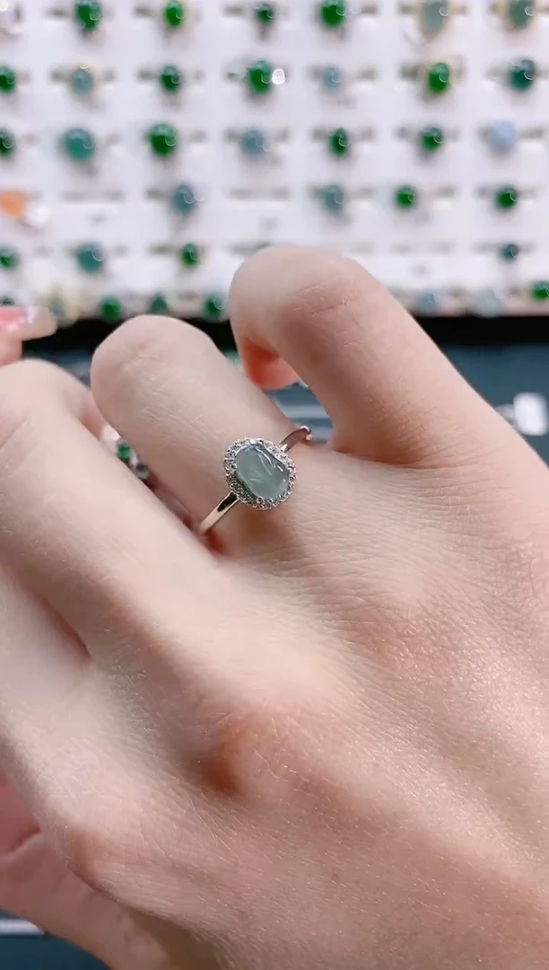 【闪购商品】翡翠戒指银S925镶嵌天然翡翠