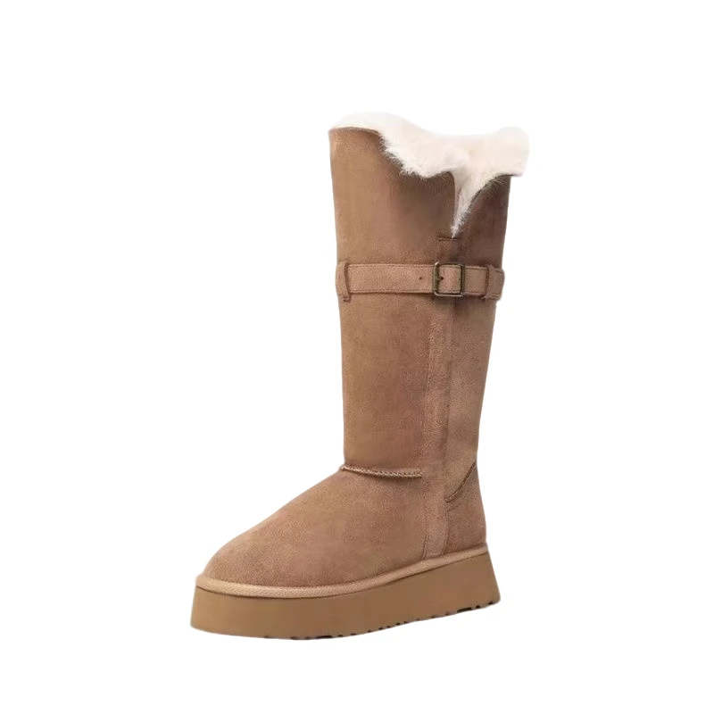 超长筒35cm牛皮羊毛增高加厚加绒保暖雪地靴