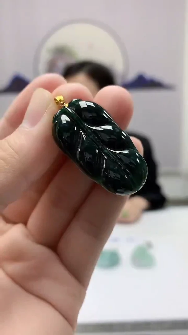 【闪购商品】定制翡翠18K金镶嵌4852bb-毛货挂件34