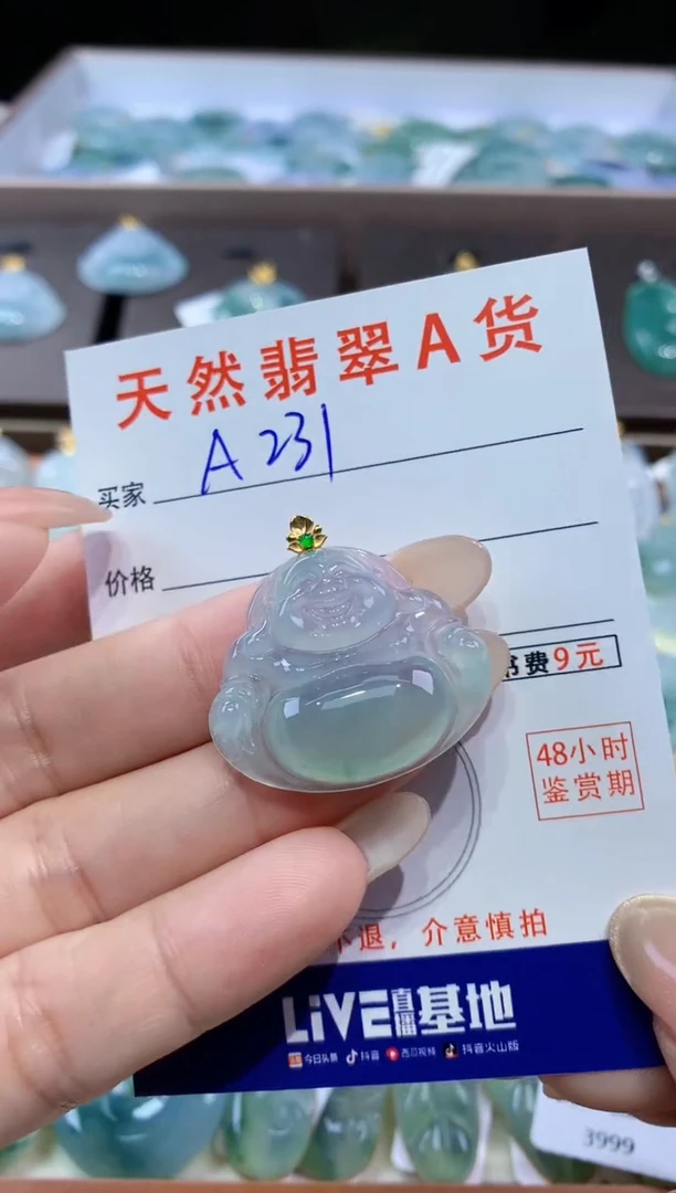 颈饰18K金镶嵌翡翠天然翡翠A货挂件