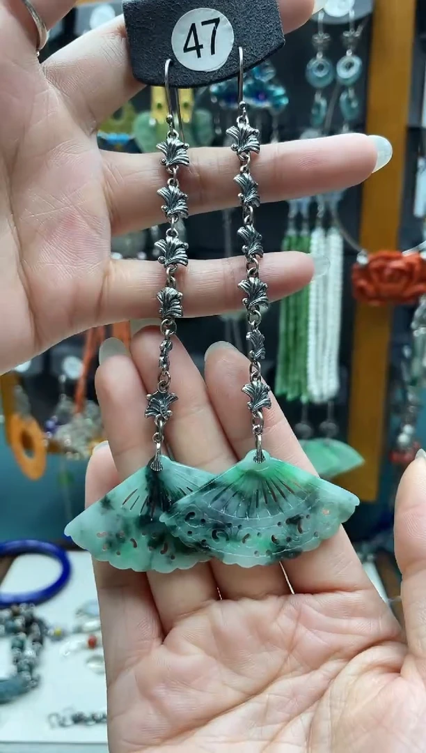 翡翠银S925镶嵌耳饰口****眷饰品