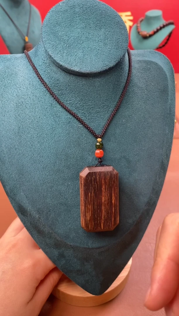 【闪购商品】沉香木手串P沉水帝王玉化白棋四方来财牌