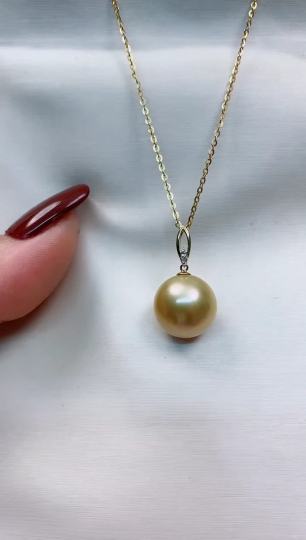 【闪购商品】海水珍珠吊坠(赠链)18K金镶嵌13-14南洋金珍珠吊坠