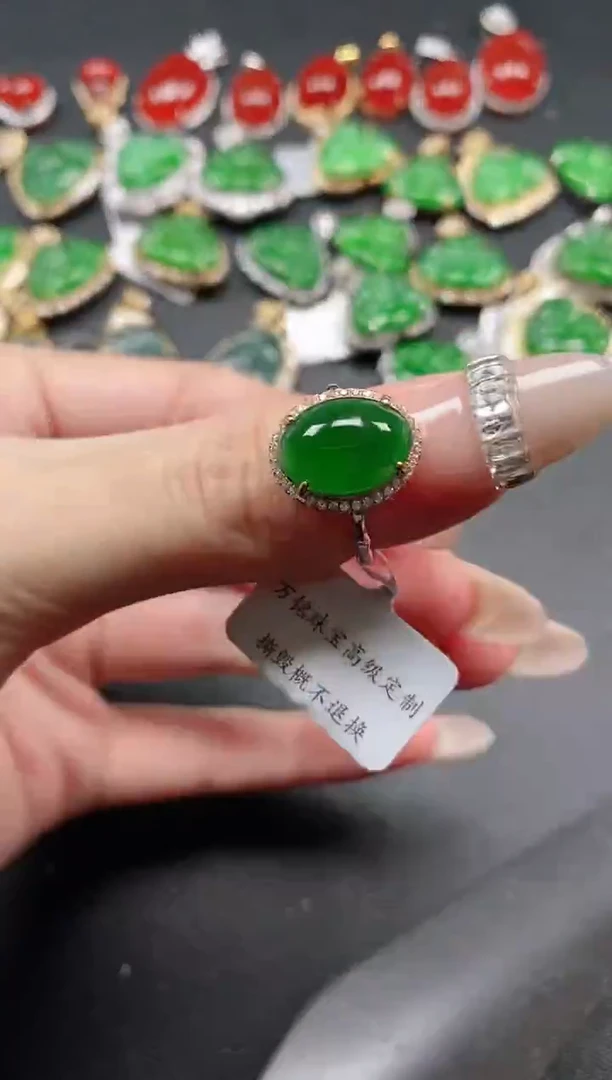 银S925镶嵌戒指翡翠51151